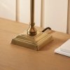 Klasyczna lampka stołowa nocna abażurowa lniana mosiężna minimalistyczna uniwersalna Lille 118122 ENDON